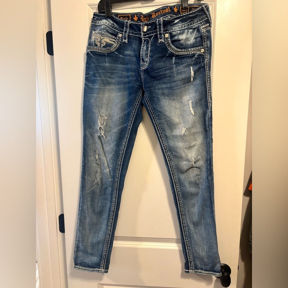 Rock Revival Blue Distressed Skinny Jeans